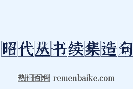 昭代丛书续集造句是什么意思的图片